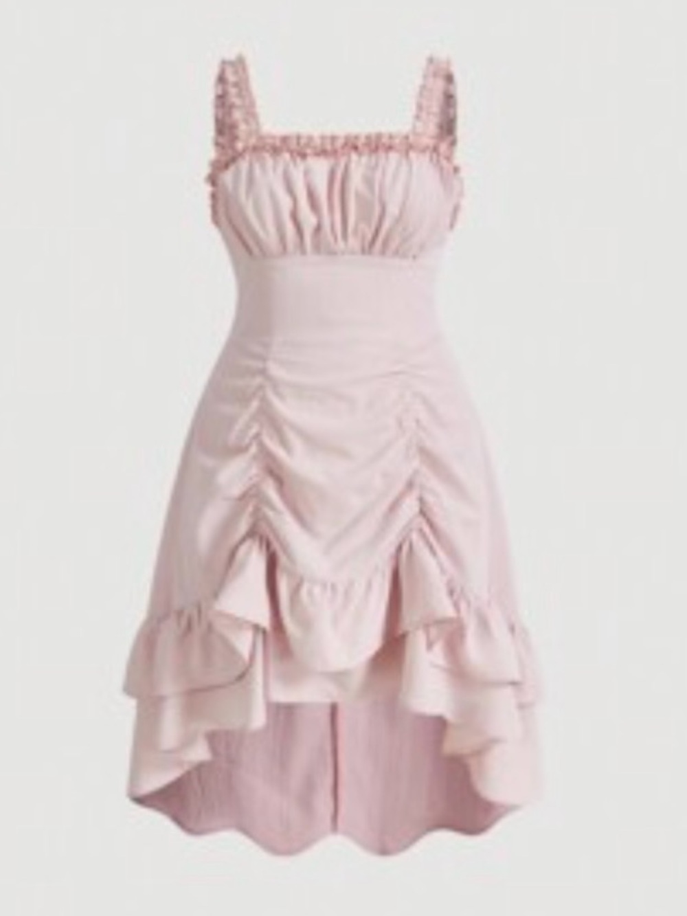 Pink ruched dress fits 2x with ruffles so sweet!